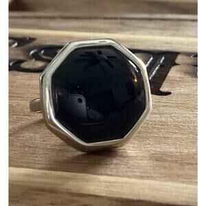 925 Sterling Silver Black Onyx Ring Thailand Octagon Signet Style Size 8